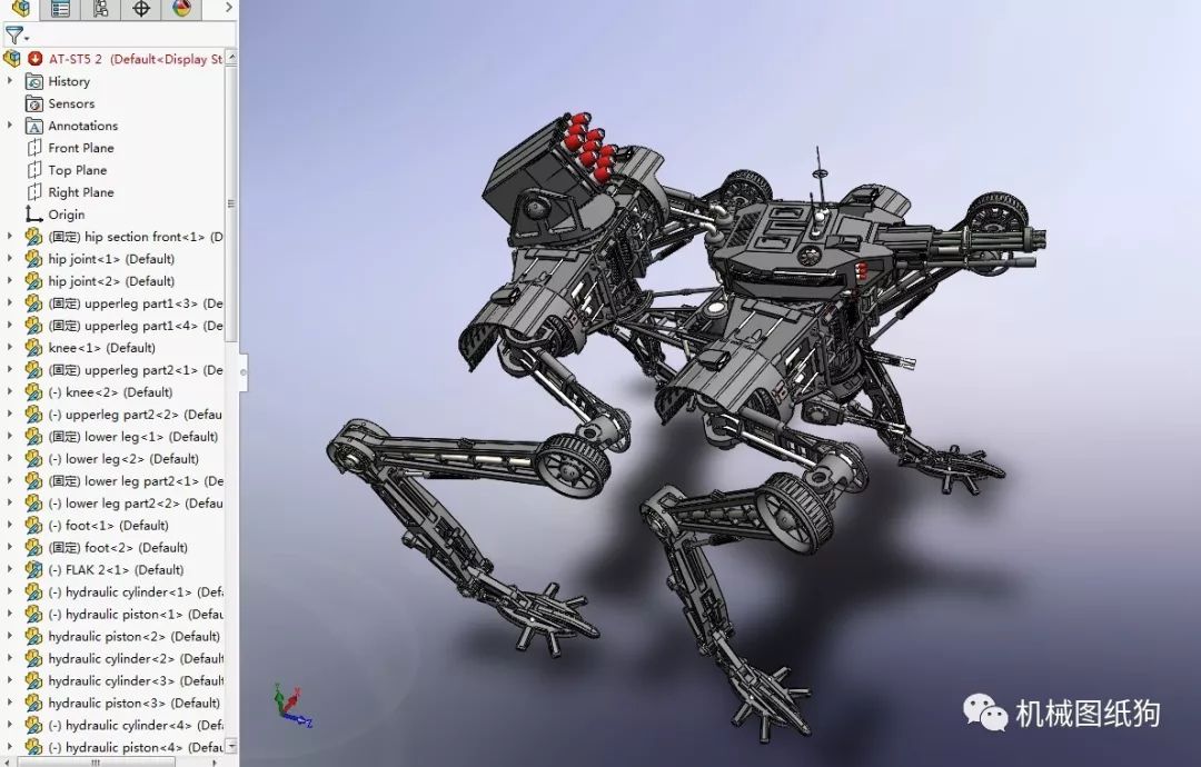 【机器人】athk k9科幻四足战斗机器人模型3d图纸 solidworks设计