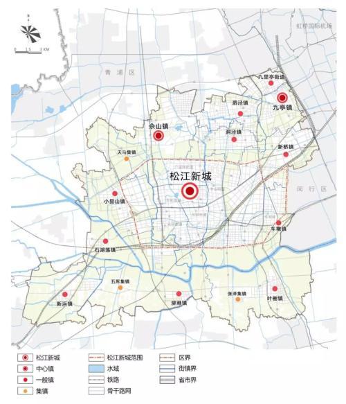 中山街道,永丰街道,岳阳街道,广富林街道,松江工 业区,车墩镇与石湖荡