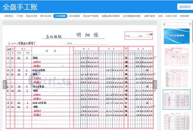 (4) 多栏式明细账