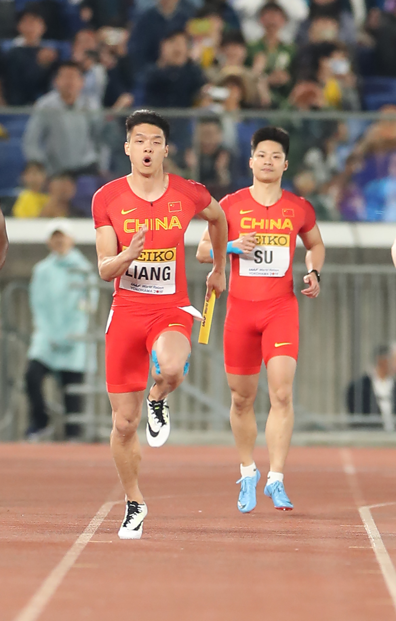 田径——世界接力赛:中国队晋级男子4x100米接力决赛