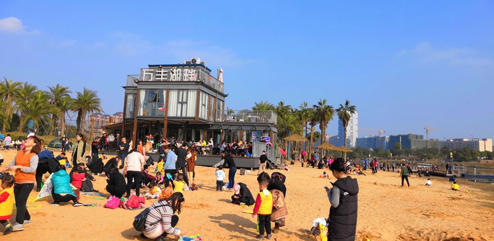 家门口即可享受热带沙滩,多角度看万丰湖湿地公园_株洲