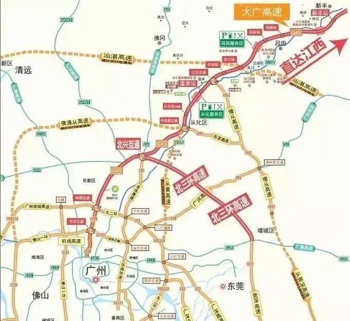 到时将贯连清远和广州从化区 广连高速将成为除广清高速,广乐高速外