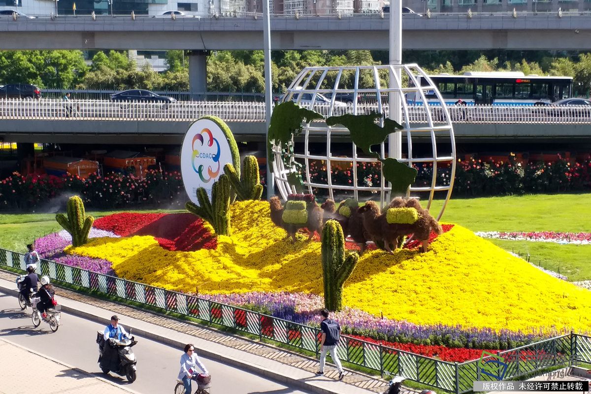 北京图见 亚洲文明对话大会 主题花坛亮相京城街头 Tuku