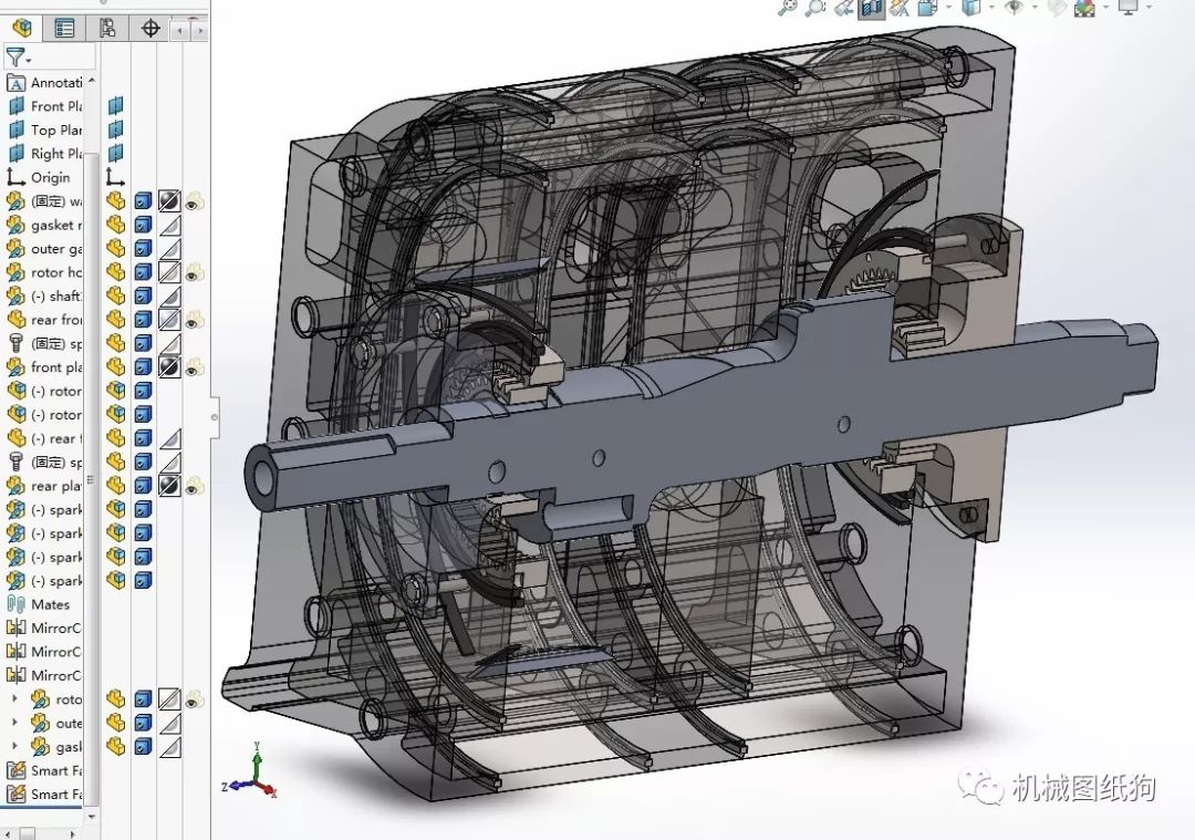 【发动机电机】wankle汪克尔转子发动机模型3d图纸 solidworks设计 附