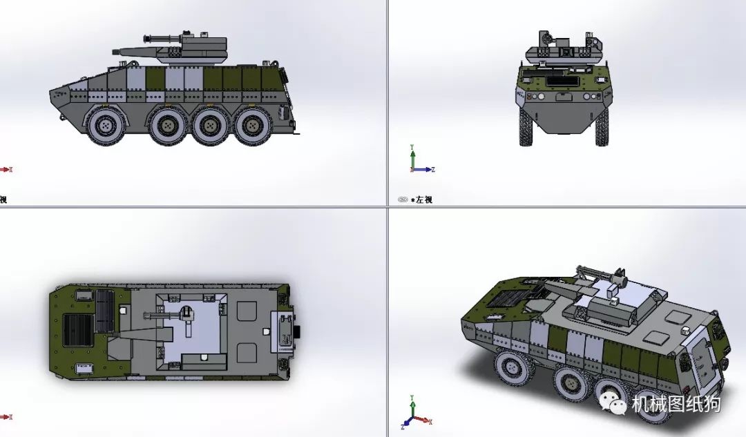 【其他车型】8x8装甲车简易模型3d图纸 solidworks设计