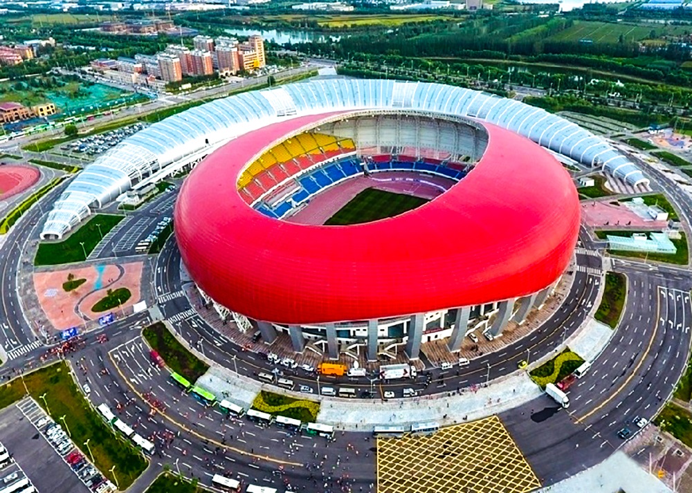 航拍宁夏吴忠黄河文体会展中心,造型独特与众不同