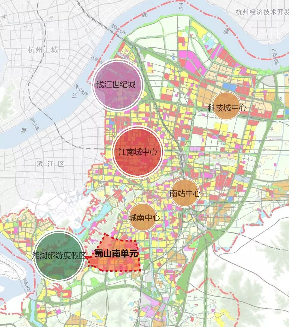 南至亚太路,北接向旭路(南三路),东临沪昆铁路绕行线(萧然西路),西靠