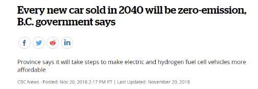 【BC省政府宣布】2040年禁止所有燃油车!现在补贴一万块!就问你要不要!