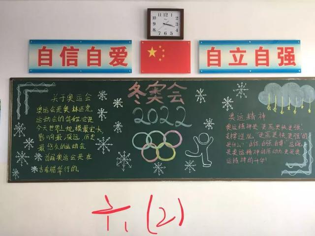 一幅幅黑板报寄托着孩子们对冬奥会的期盼 阳原四小 阳原四小举办了