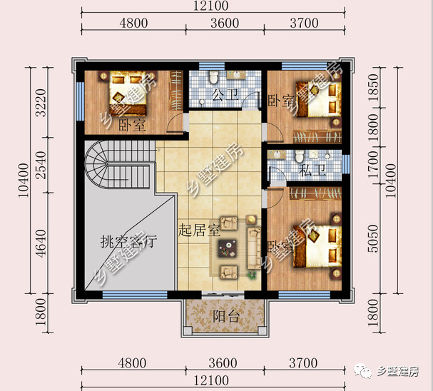 12x10米农村自建房图纸,12米乘10米自建房图纸 12x10米欧式二层别墅,农村建房的首选,漂亮经济又实用