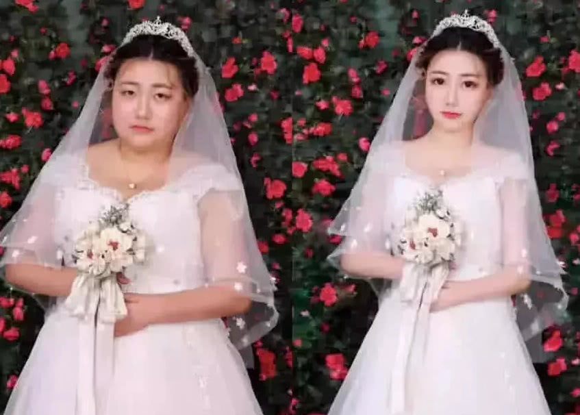 婚纱照戴假发_李梓萌不戴假发图片