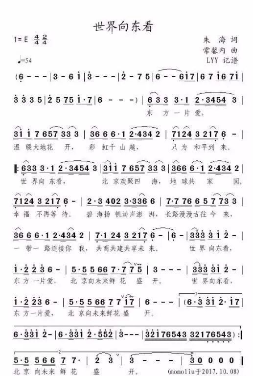 世界向东看简谱_向东看