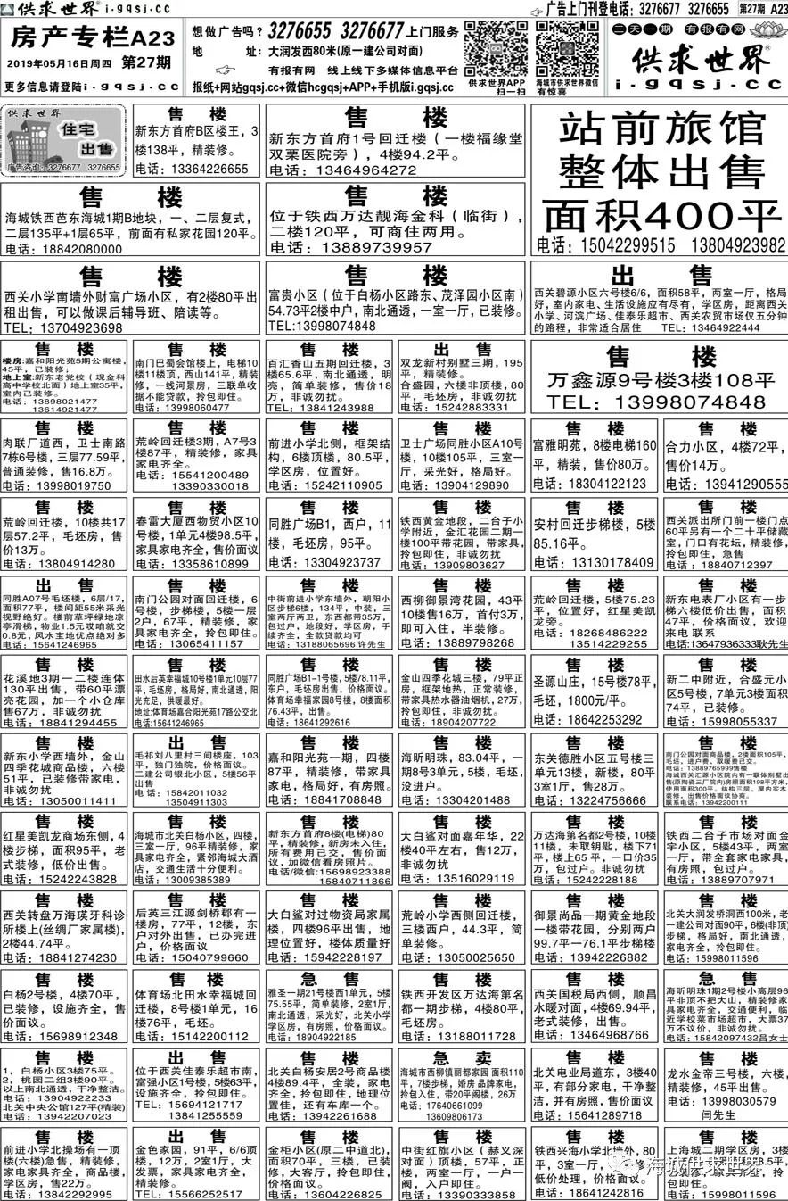 海城供求世界2019年第27期电子报已经更新啦!