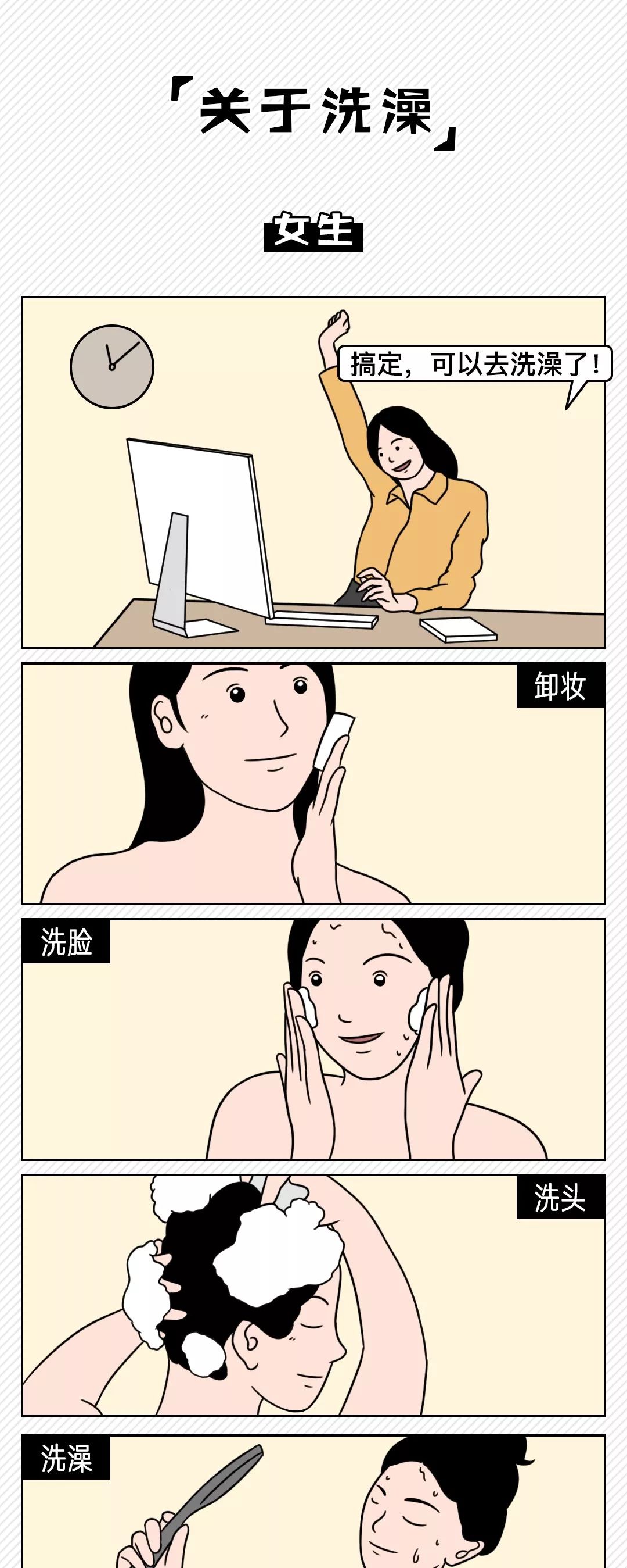 女生洗澡有多麻烦?男生一定要看哈哈哈哈哈