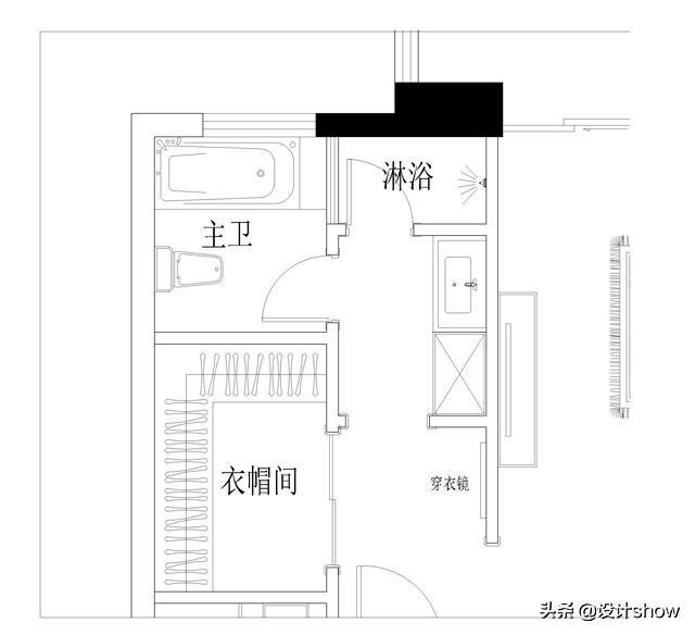针对目前只有一个卫生间的小户型情况,也有很多经典的三式分离的图例