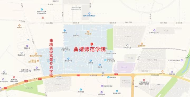 1,曲靖师范学院,曲靖医学高等专科学校考点可乘5路,22路.