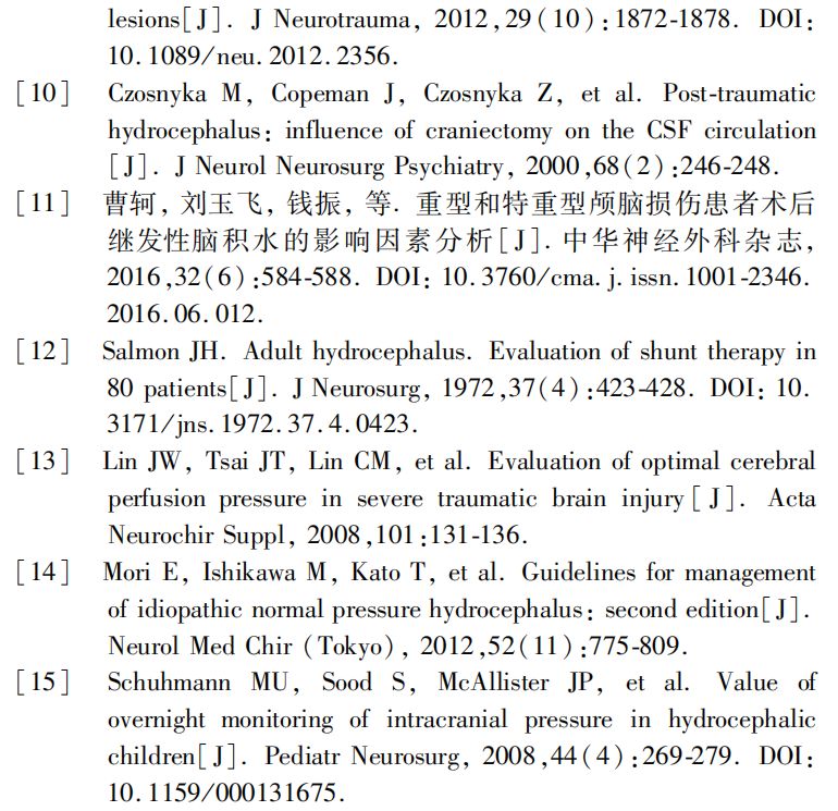 脑脊液压力相关参数预判颅脑损伤后脑积水