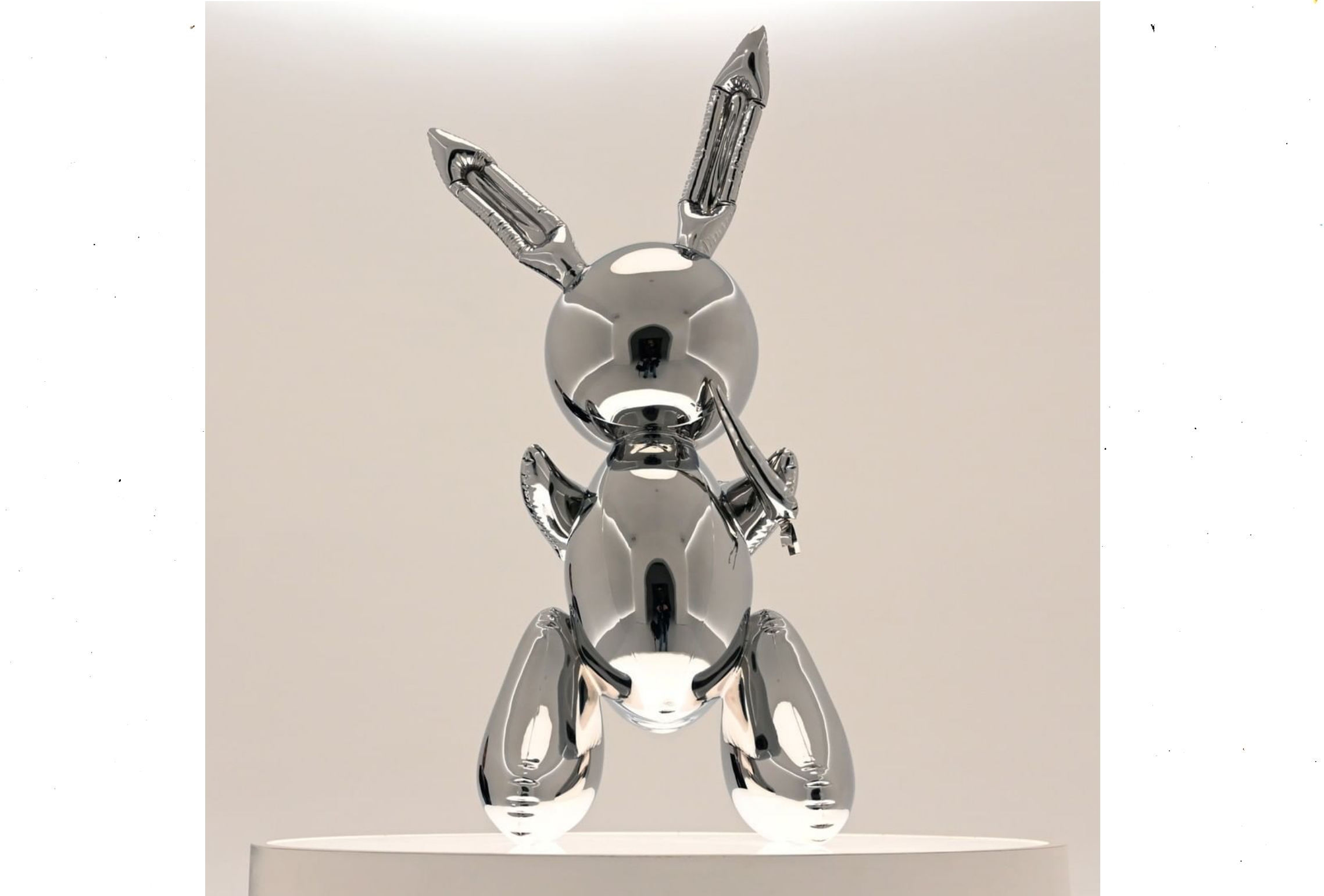 美国艺术家 jeff koons(杰夫·昆斯)的不锈钢兔子雕塑拍出了 9,100 万