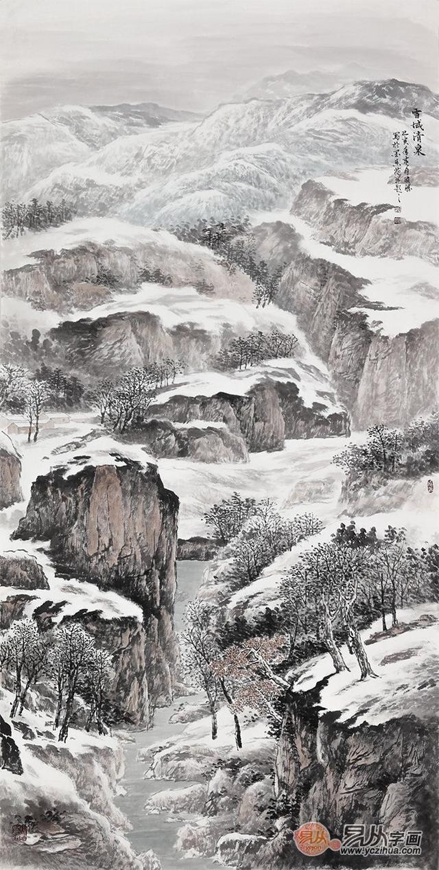 李国胜国画山水画欣赏 秋冬雪景 诗意无限