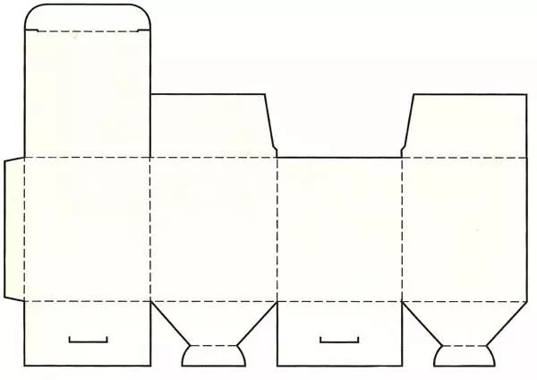 间壁封底式结构是将管式包装盒4个摇翼设计成具有间壁功能的结构