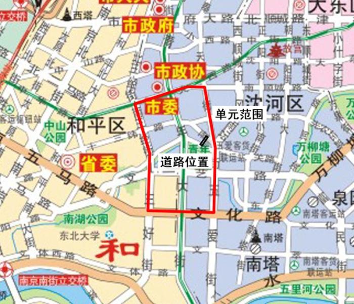 二,调整道路:调整道路位于沈阳市沈河区南北快速道与西滨河路交叉口