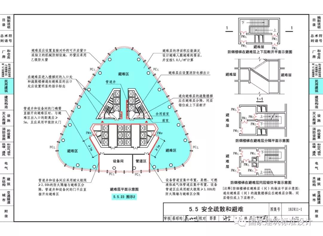 6,5-78页:修改防烟楼梯灾避难层同层错位平面示意图的注释.