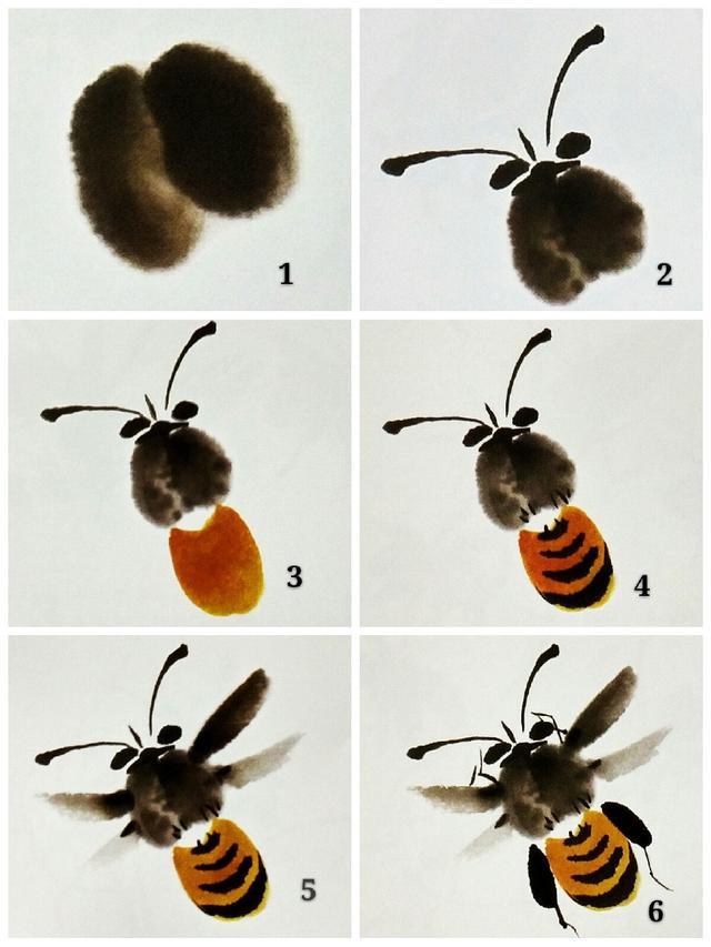 【国画入门教程】蜜蜂的画法步骤解析,简单明了!