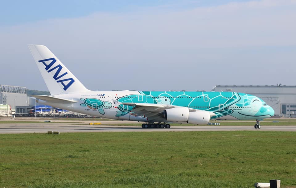 全日空航空喜提第二架a380 这次是微笑海龟