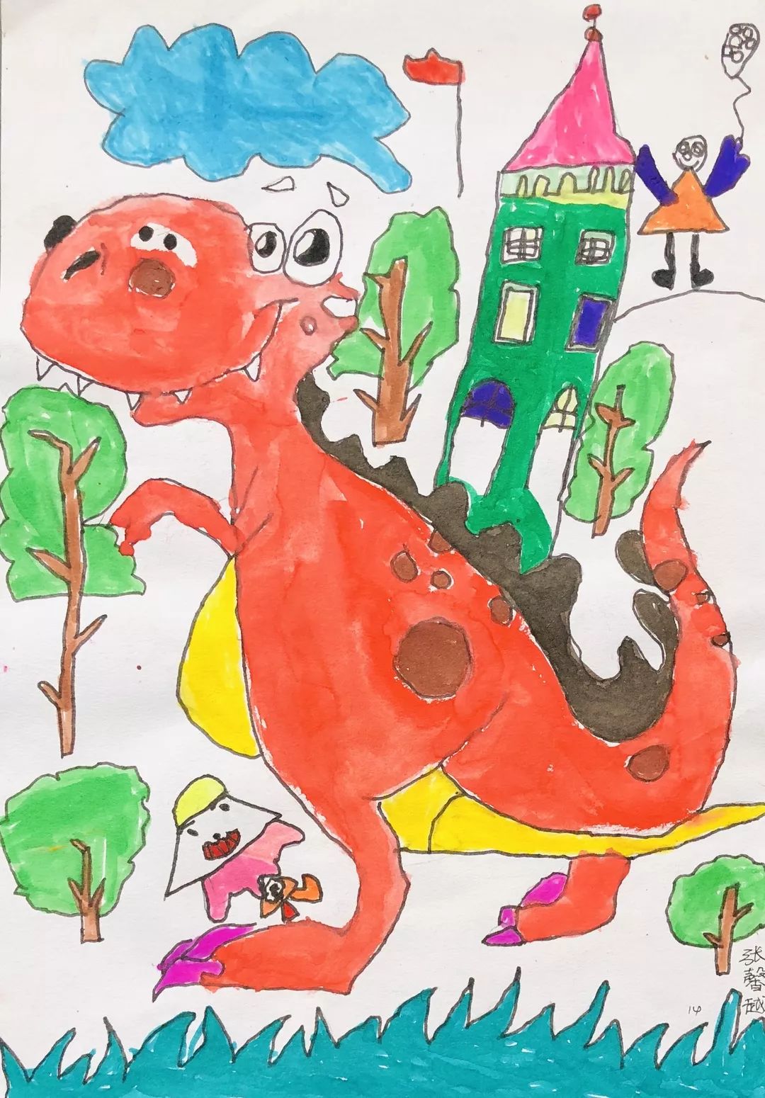 可爱卡通侏罗纪恐龙世界漫画儿童油画床头画所属类别:儿童房背景墙