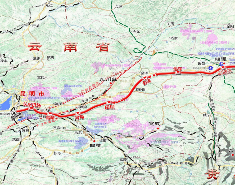 新建铁路重庆至昆明高速铁路平纵断面示意图共设21个车站