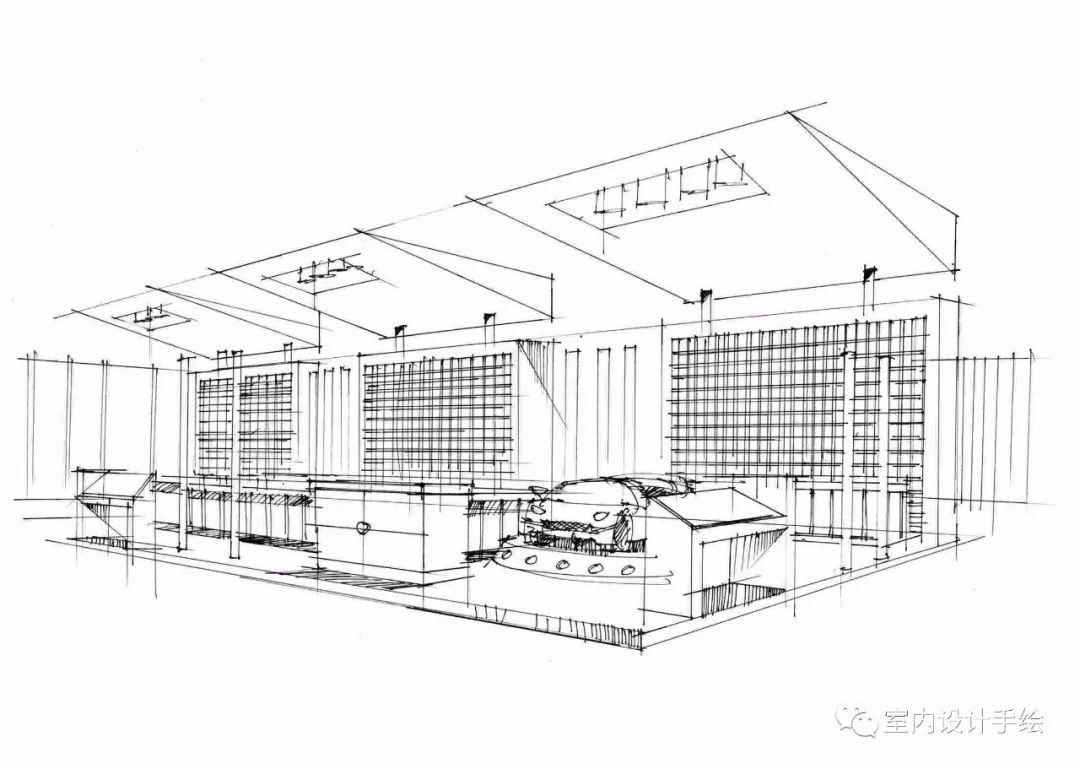 手绘室内空间线稿草图分享