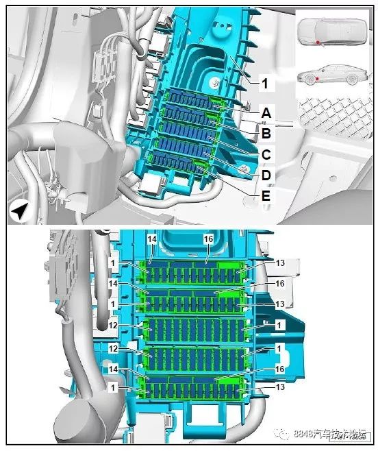 奥迪a6l保险丝图解 奥迪a6保险丝位置示意图