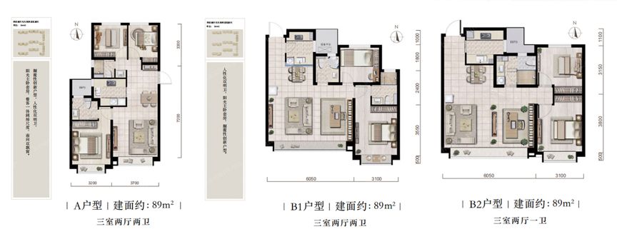 中铁诺德春风和院89平米三居户型