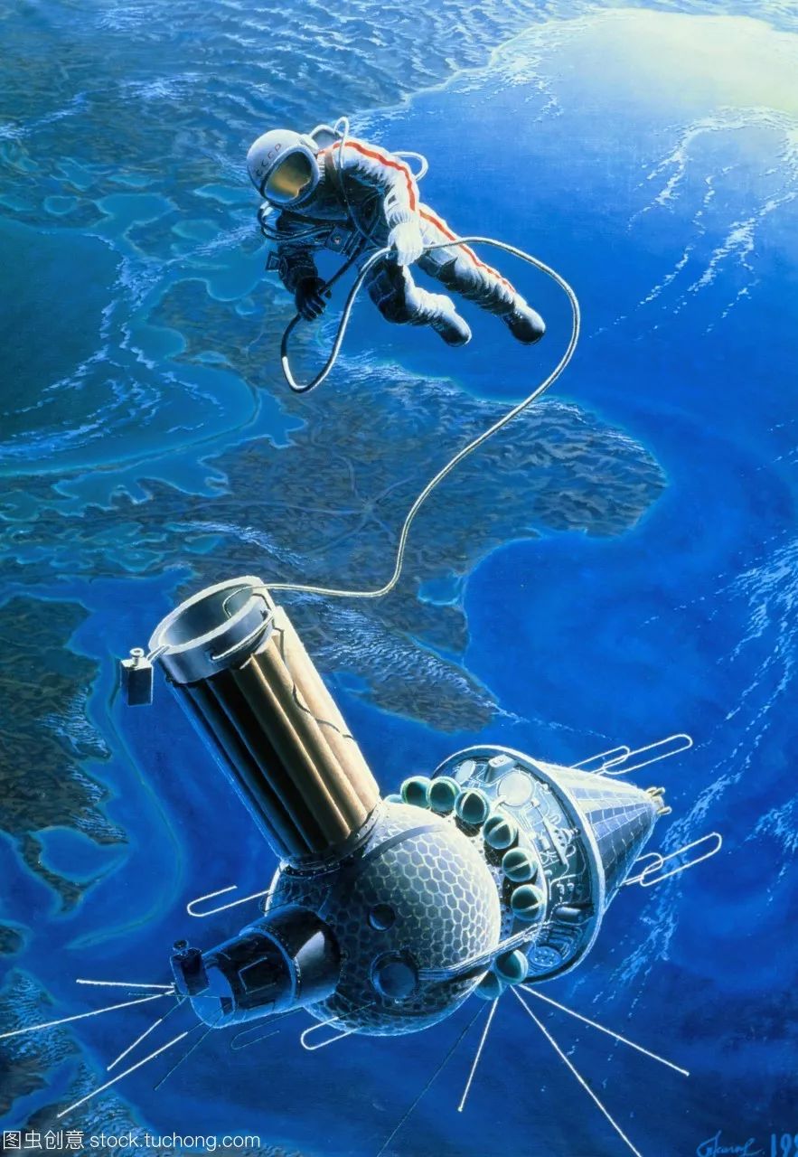 世界太空行走第一人列昂诺夫出舱 (图源:图虫创意)