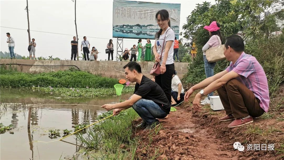 一人独立操作 钓虾比赛 不需要专业的钓具 全凭一根竹条一根线 外加一