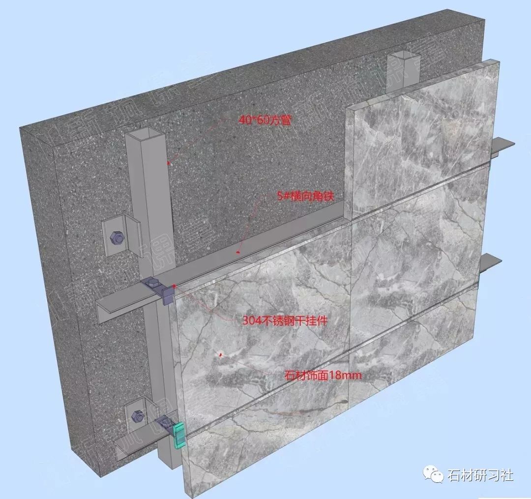 石材干挂(40*60方管 5#角铁)