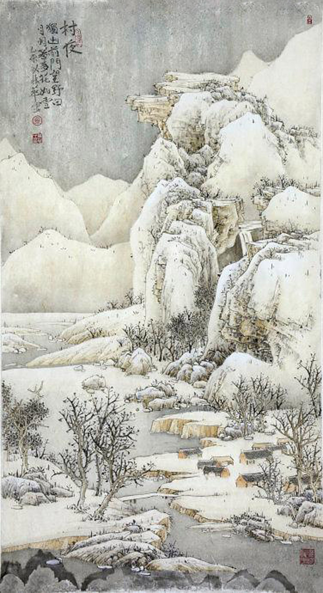 孟振华画家《溪林春山 幽谷秋寒》