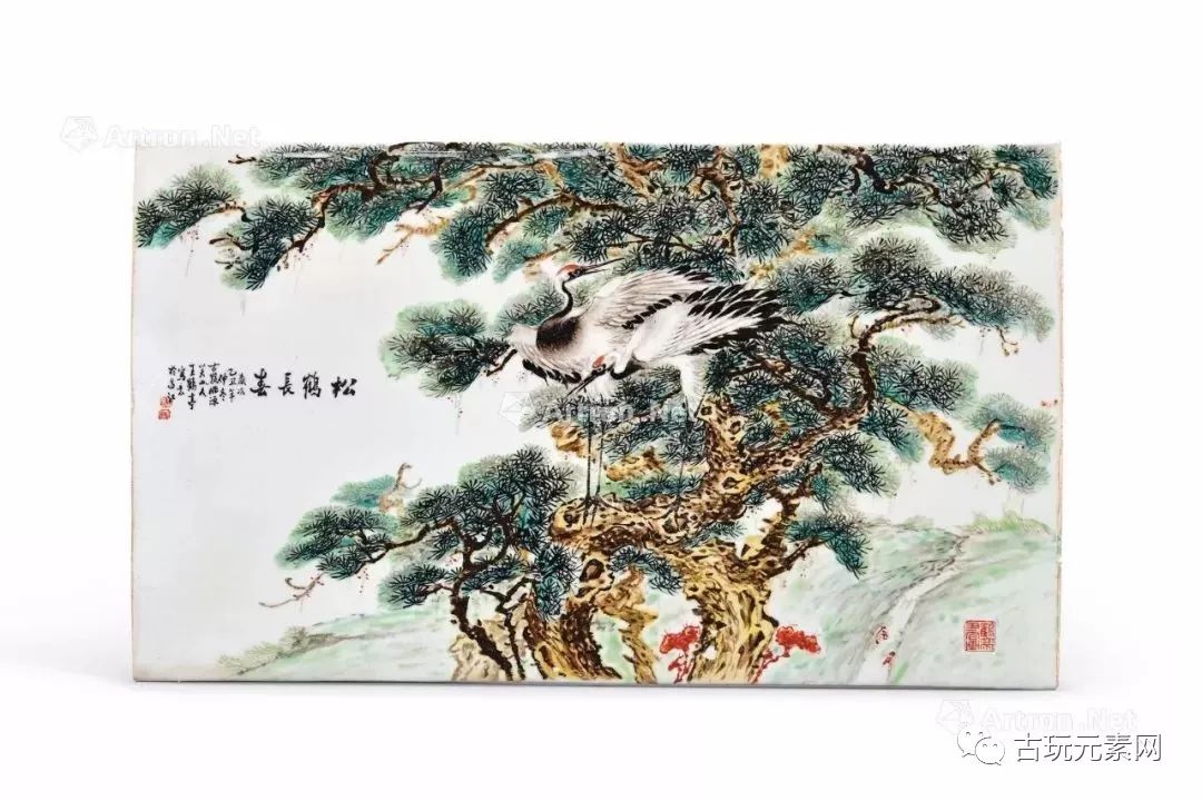 底 价题识:松鹤长春,岁次乙丑年仲冬,古黟桃园关山人王鹤亭写意于昌江