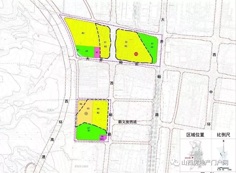 万柏林区大井峪村城中村改造用地(一期)控制性详细规划方案公示图示