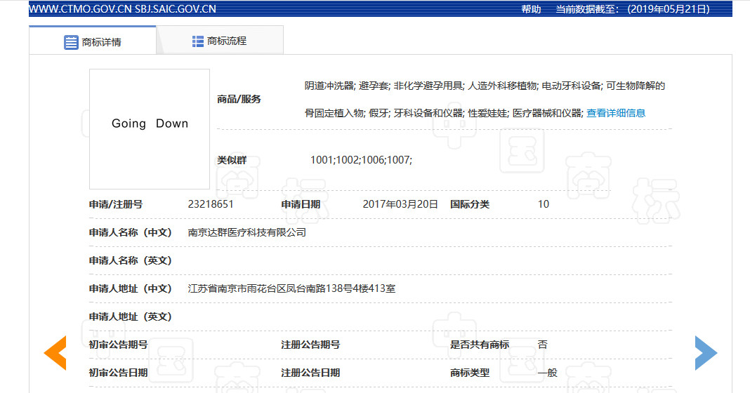 二审判定 Going Down 作为商标使用有不良影响 附判决书 复审