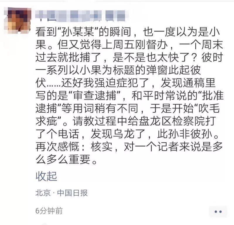 辟谣!盘龙区检察院回应逮捕孙某某:孙某某并非是孙小果