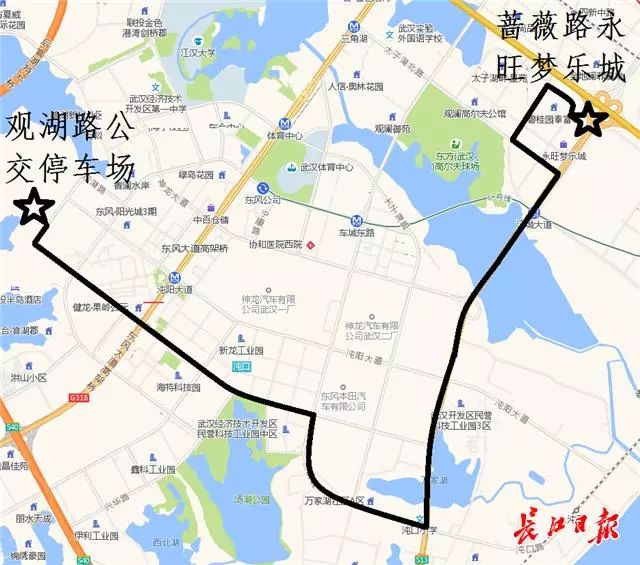 武汉开发区新增3条公交线路公交651路将连通凤凰苑与观湖路