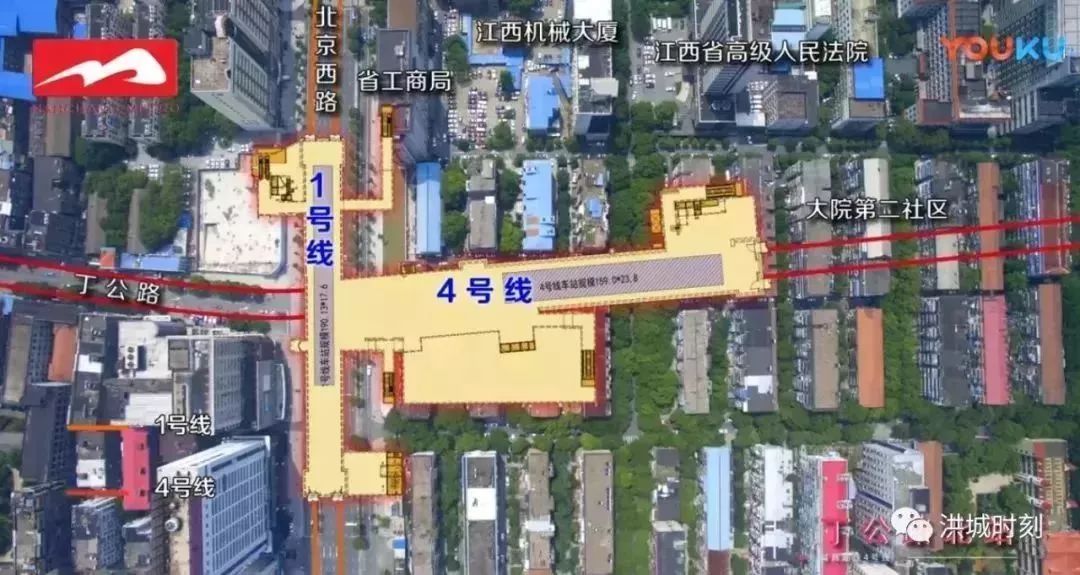 丁公路北站位于丁公路与北京西路交叉口处,该站为地下三层岛式车站