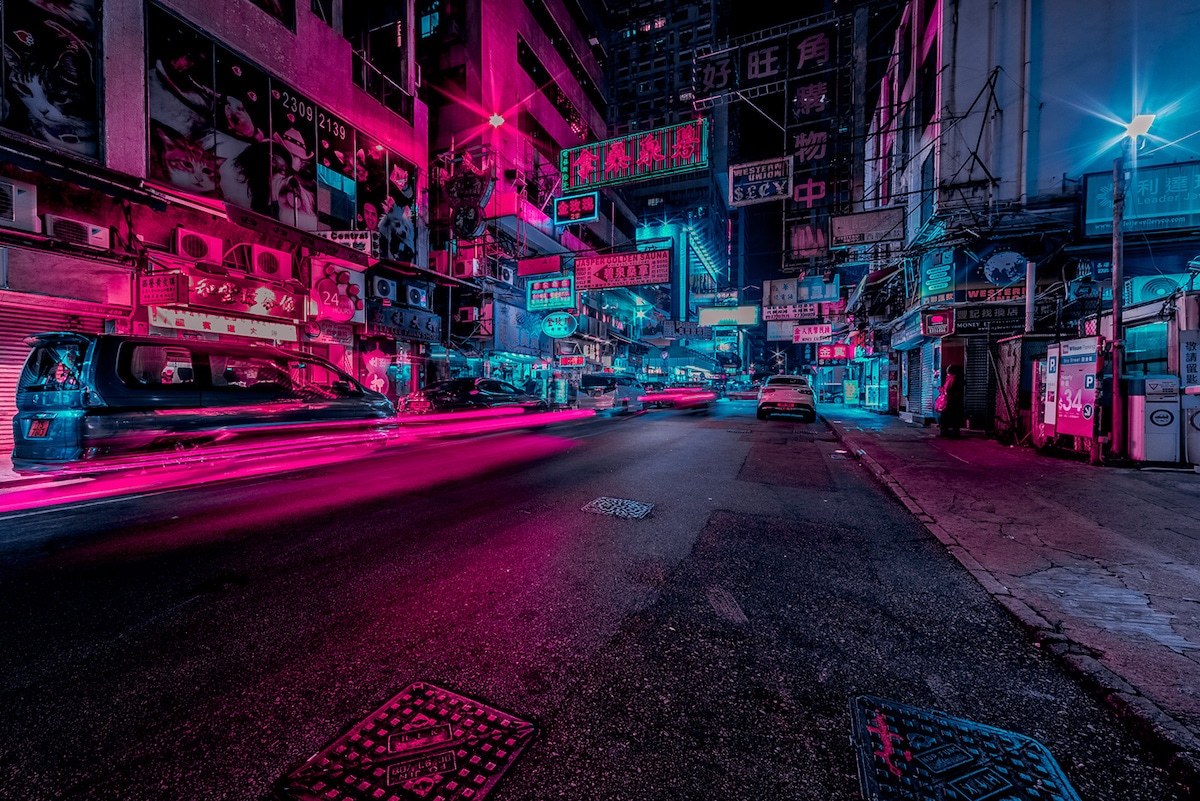 霓虹灯下的香港夜景,美得如同置身于梦幻之地