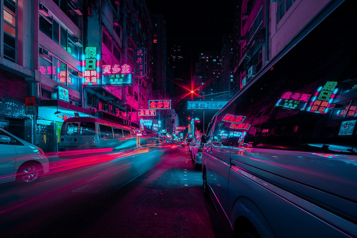 霓虹灯下的香港夜景,美得如同置身于梦幻之地