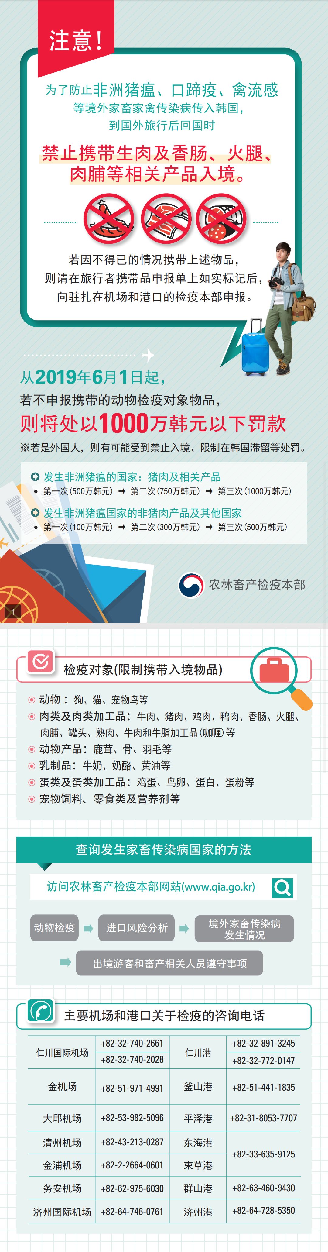 领馆提醒:携带猪肉及猪肉制品包括喷喷鼻肠等去韩国将重罚雨花教育信息网