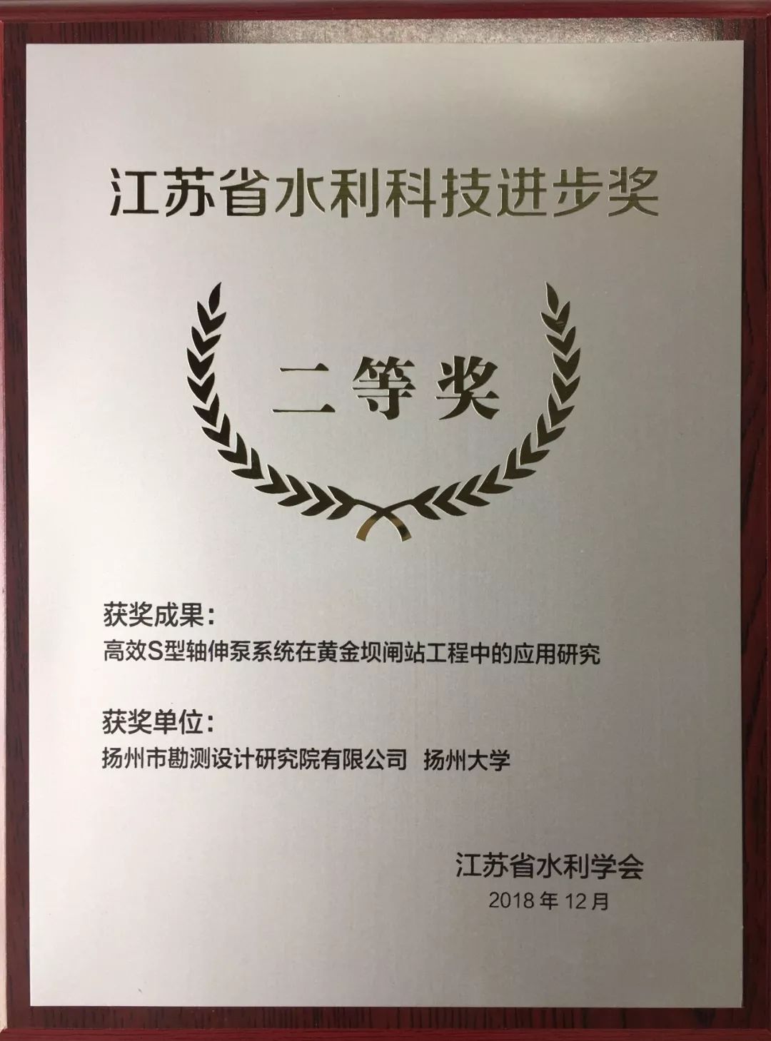 百尺竿头更进一步集团扬州勘测设计研究院荣获2018年度江苏省水利科技