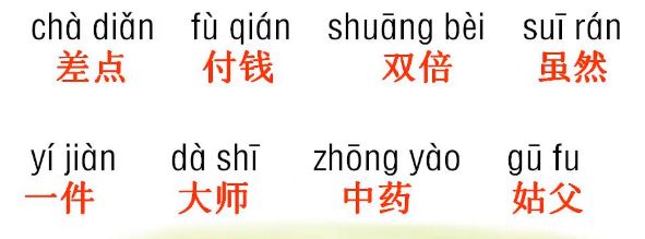 一、会认字注音及组词剃（tì）剃头 执（zhí）执着 否（fǒu）否定惯（guàn