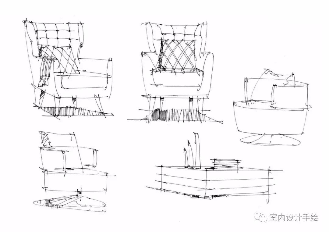 【手绘】这些室内单体组合线稿推荐看一下!