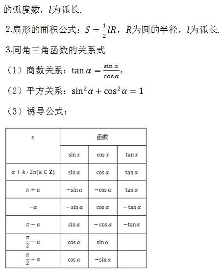 公式大全!初中数学几何公式 高中数学所有公式大总结